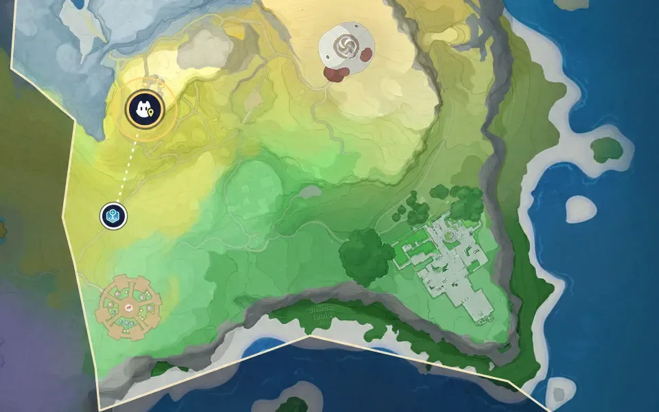 Map of Rosetower Woods: the Aniimo Discovery mark, with the Rosetower Woods teleport array just south of it