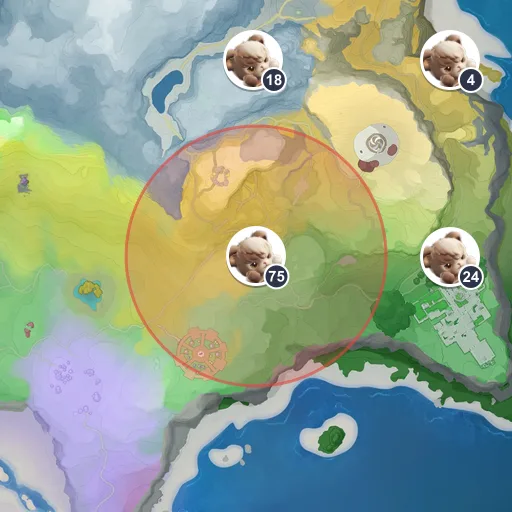 Área aproximada de aparição de Ursonho no mapa: Planícies Ventosas
