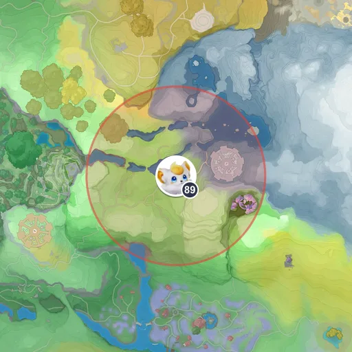 Área aproximada de aparição de Fentufo no mapa: Planícies Ventosas