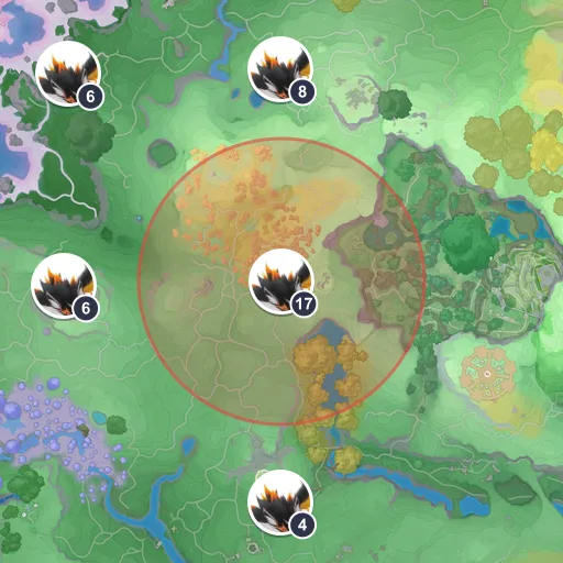 Área aproximada de aparição de Chamaposa no mapa: Planícies Ventosas