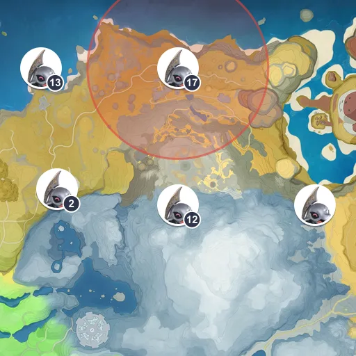 Área aproximada de aparição de Elmelino no mapa: Planícies Ventosas