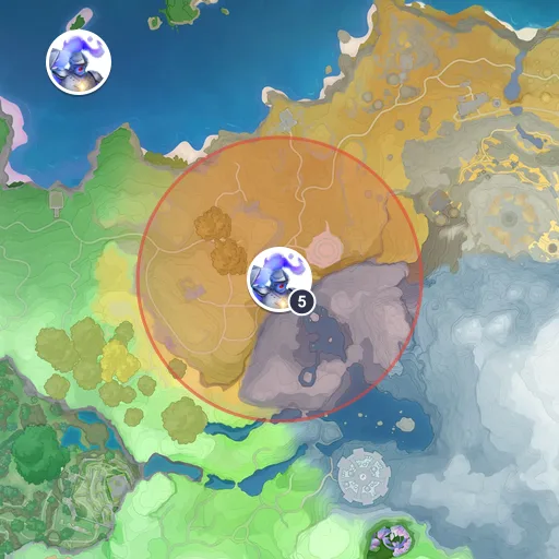 Área aproximada de aparição de Guerrônio no mapa: Planícies Ventosas