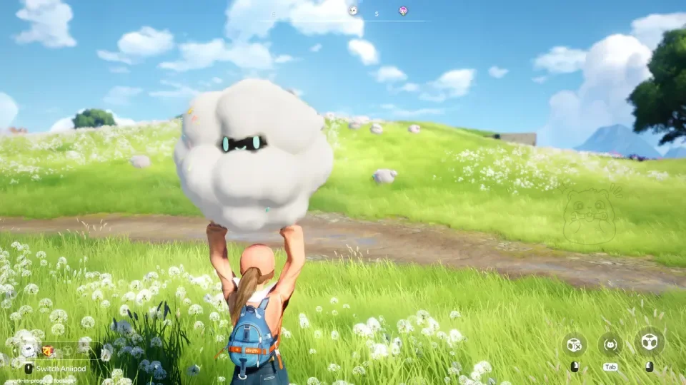 A Pathfinder carrying an Aniimo through a meadow