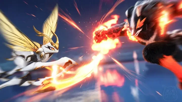 A fight in Aniimo, skill effects and damage on screen