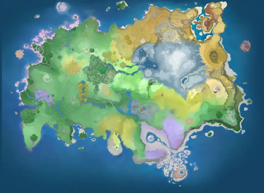 Breezy Plains map with all 14 Nurture leyline-flower spots pinned